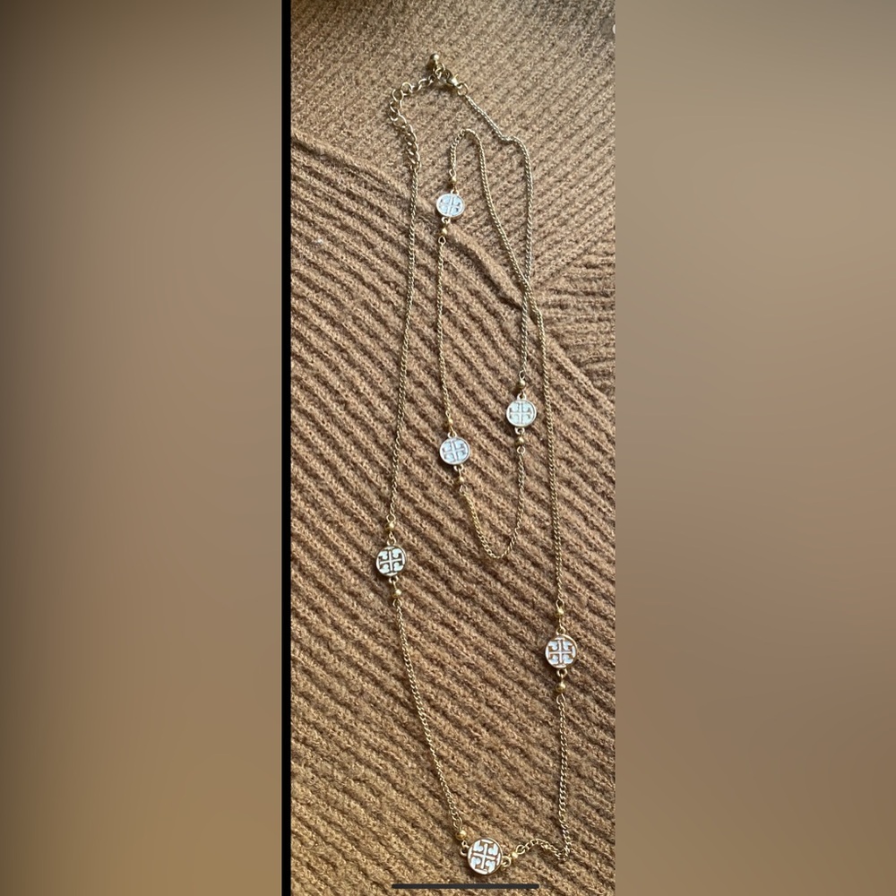 Tory Burch Gold and White Necklace